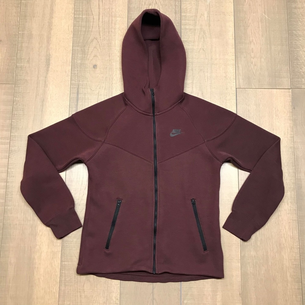Nike Hoodie Womens Size S Red Sportswear Tech‎ Fleece Windrunner Full Zip Gym